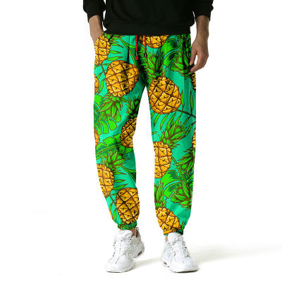 บุรุษสไตล์สับปะรดพิมพ์ Joggers กางเกงตลกกราฟิกจ๊อกกิ้งกางเกงผู้ชายชายหาดโบฮีเมียฮาราจูกุ Streetwear กางเกงกีฬา