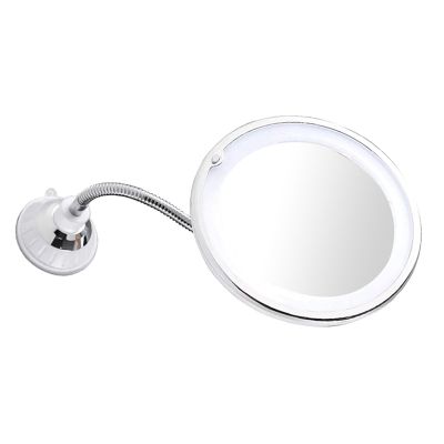 Suction Cup Folding Mirror PVC Mirror 360 Degree Rotation LED 10X with Strong Suction Cup Portable Cordless Travel Home Mirror