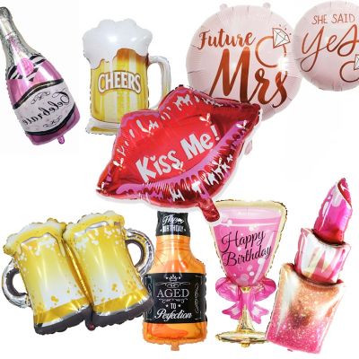 18/30 Big Size Helium Foil Balloon Birthday Party Decoration Adult Football Party Ballon Gold Crown Champagne Whisky Wine Globo Adhesives Tape