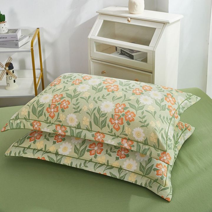 ผ้าคลุมที่นอนผ้าฝ้ายเดี่ยวซักผ้าปูที่นอนพอดีสไตล์ดอกไม้ผ้าปูเตียงพิมพ์ลายขนาดควีนไซส์-คิงไซส์-ปลอกหมอนต้องสั่ง