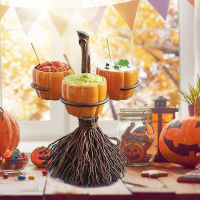 Halloween Snack Plates Bowl Cake Stand Party Food Rack Witch Hat Broomstick Decoration Fruit Dishes Dessert Buffet Tray Kitchen