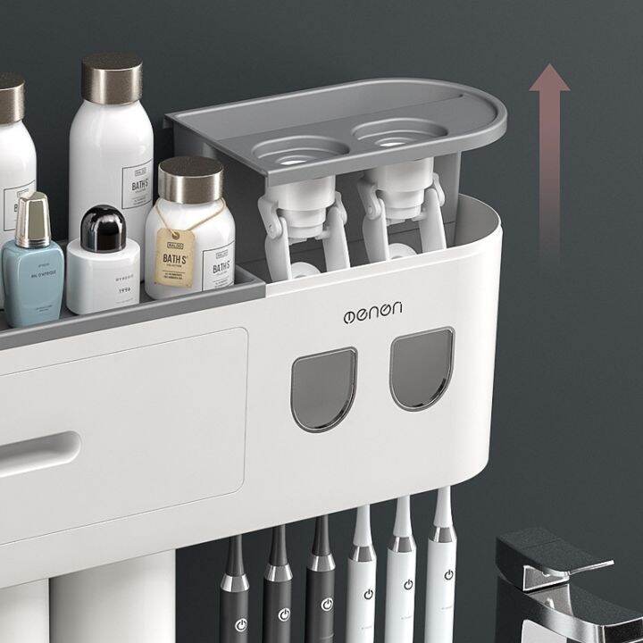 bathroom-shelf-organizer-ชั้นวางในห้องน้ำ-ชั้นวางของในห้องน้ำ-ชั้นวางแปรงสีฟันยาสีฟัน-อุปกรณ์บีบยาสีฟันแบบคู่สําหรับห้องน้ํา-ชั้นวางของ-กล่องเก็บแปรงสีฟัน-toothbrush-holder-bathroom-shelving-ชั้นวางขอ