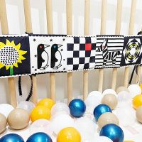 Newborn Bed Crib Bumper Animal Cloth Book Baby Sensory Book Black White Infant Books Baby Toys Rattles Cloth Books for Babies