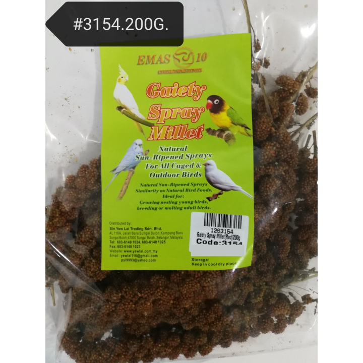 Gaiety Spray Millet Bird Food 200g Emas 10 Red Millet Bird Hamster