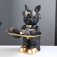 Resin Art French Bulldog Decor Standing Black Butler Statue Ornament Decor For Home Animal Figurine Decorative Sculpture