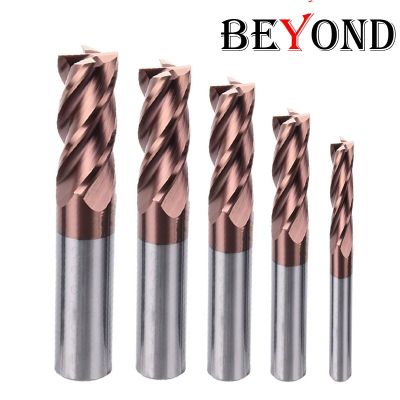 BEYOND Lowest Dicount End Mill HRC60 4 ขลุ่ย 1mm 6mm 8mm 10mm Milling Cutter Tools โลหะผสม CNC 4 Edge Carbide Router Bit Endmills