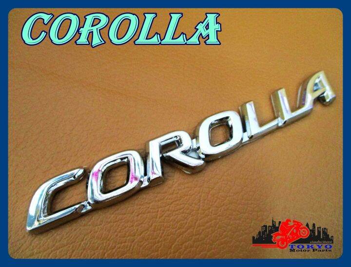 toyota-corolla-logo-emblem-chrome-sticker-size-12x1-5-cm-1-set-โลโก้-สติ๊กเกอร์-ข้อความ-corolla-สรโครเมี่ยม-พร้อมกาวติด