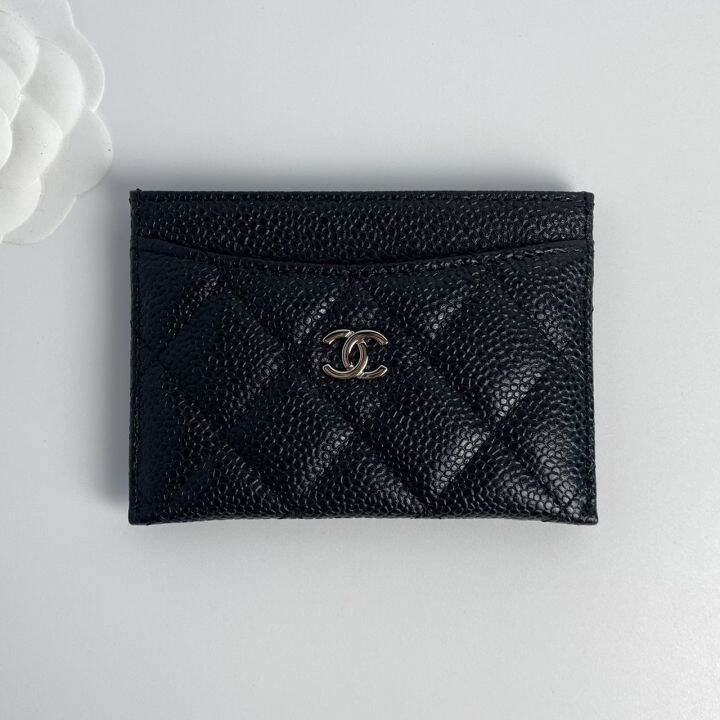 CC CARD HOLDER 11.2 AMBER GRAINED CALFSKIN GOLD ICON