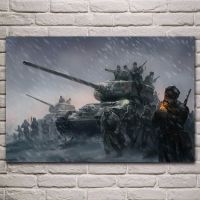 Soviet Army tank soldiers in cold winter fantasy posters on the wall picture home living room decoration for bedroom KJ622