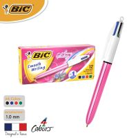 BIC บิ๊ก ปากกา 4 Colours Shine ปากกาลูกลื่น น้ำหมึก4in1 หัวปากกา 1.0 mm.(Pink) จำนวน 12 ด้าม