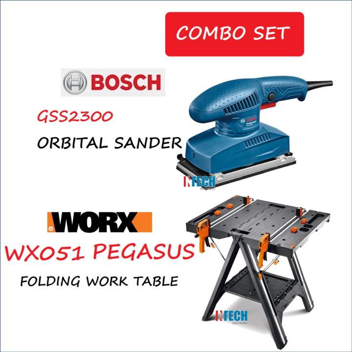 BOSCH GSS2300 ORBITAL SANDER C W WORX WX051 PEGASUS TABLE WORK