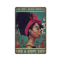 Wanghuilishop Dreecoss Retro ป้ายโลหะดีบุก,โปสเตอร์แปลกใหม่,ภาพวาดเหล็ก,Mad Hustle และ Soul Theme, Hippie Wall Decor, Feminist Art