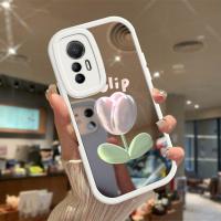 เคสสำหรับ Xiaomi 12 Lite เคสลายดอกไม้12X MI 12 Lite/ MI 12 Lite/ MI 12 Pro เคสกันกระแทกกล้องฝาหลังพื้นผิวกระจก