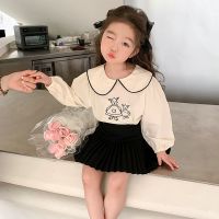 【CC】 2PCS/Set Children Clothing Korean Pleated Skirt Shirt Color Skirt