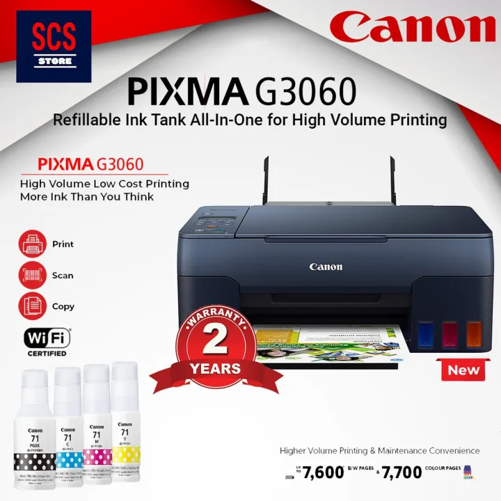 Canon Pixma G3000 G3010 G3020 G3060 Ink Tank Ink Efficient 3 In 1 ...