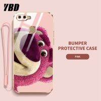 YBD การ์ตูนดิสนีย์เคสโทรศัพท์หมีสตรอเบอร์รี่สำหรับ OPPO A5S A7 A12 A11K F9 Pro A3S Realme C1 A12E A1K Realme C2 ป้องกันการแตกฝาหลัง TPU นิ่ม (ฟรีสายคล้อง)