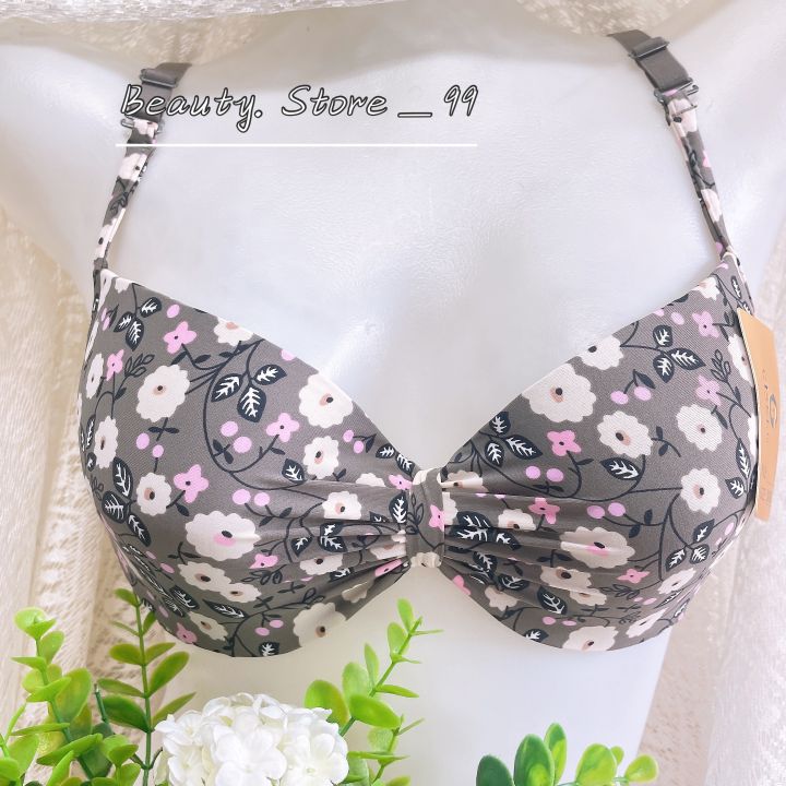 Printed semi push up bra w/ wire twisted cup B (regular) for