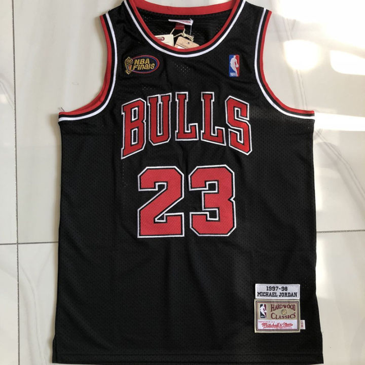 Men's Chicago Bulls #23 Michael Jordan 1997-98 Black Hardwood