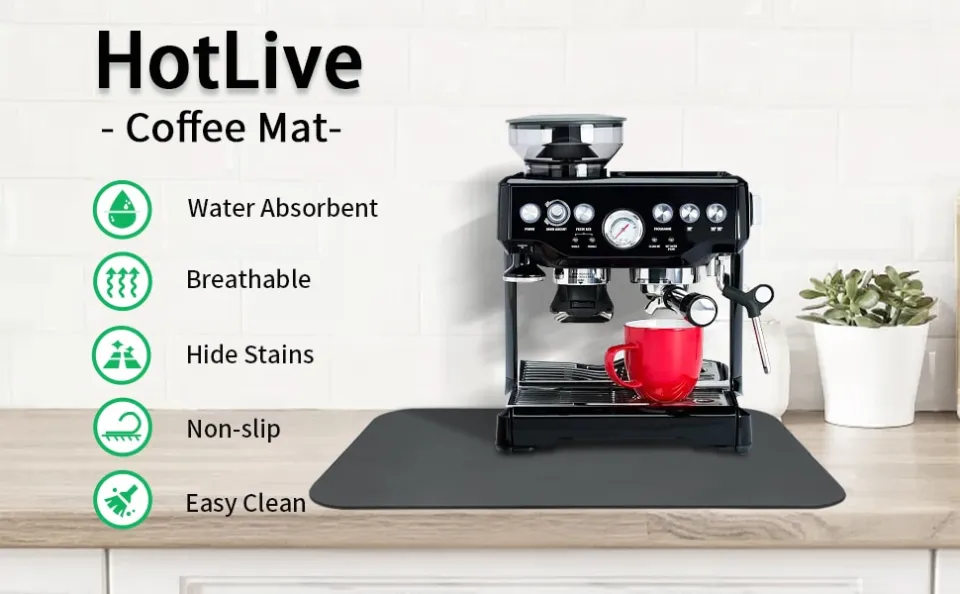 HotLive Coffee Mat - Coffee Bar Mat for Countertops | Coffee Bar  Accessories Fit Under Coffee Maker Espresso Machine | Absorbent Hide Stain  Rubber