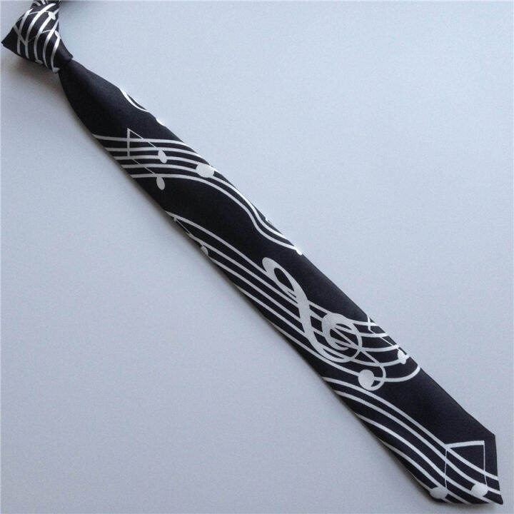 5cm-musical-tie-music-notes-necktie-black-with-white-g-clef-gravata-in-middle