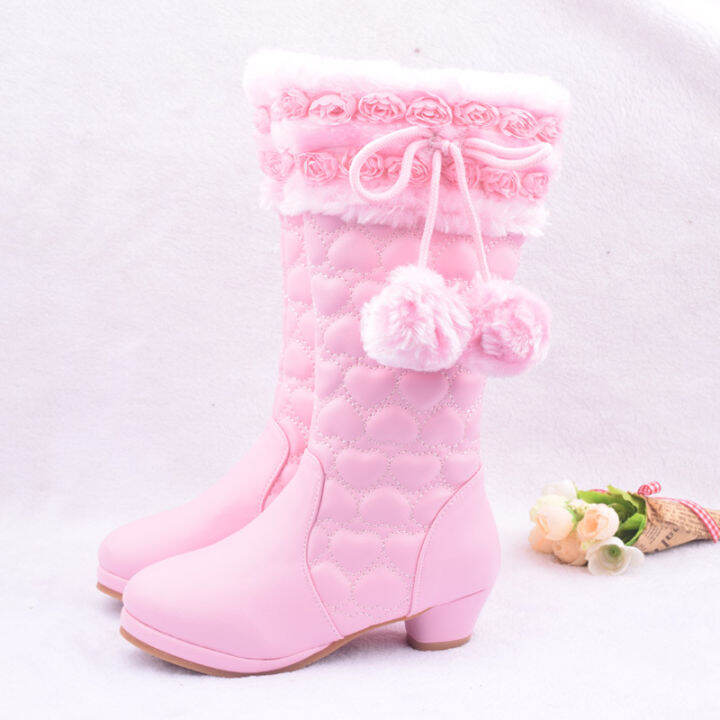 ulknn-winter-snow-boot-for-children-girls-high-heeled-princess-leather-footwear-cute-shoes-comfortable-velvet-warm-non-slip-zip