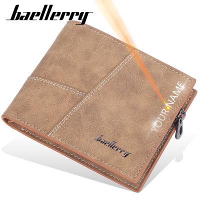 Baellerry Luxury Men Wallets Name Engraved Short Male Purse Brand Card Holder High Quality PU Leather Small Men Wallets Carteria