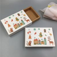 Hot Sell 8pcs Kraft/White Colour Printing Merry Christmas Paper Drawer Packaging Box Jewelry Storage Vintage Box