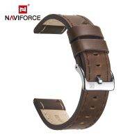 NAVIFORCE Casual PU Leather Watchbands Dark Brown Black Blue Men Women 23mm Watch Wrist Strap Belt With Stainless Steel Buckle