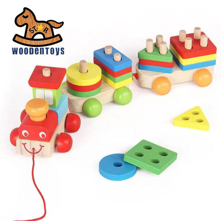 Big Train with Building Blocks Toy Shape sorter and Stacking Game for