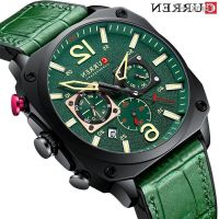 นาฬิกาผู้ชาย CURREN casual watch green card Ryan 8398 men belt small three stitches timing table calendar creative wrist