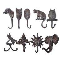 Rustic Cast Iron Hook Dog/Cat/Owl/Dragonfly/Butterfly/Sunlight/Elephant Hanger Wall Mounted Key/Coat Rack Decor Kitchen Bathroom