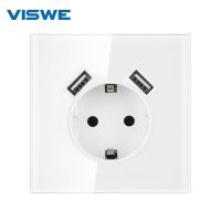 【NEW Popular89】 EU USB WallSocket พร้อม USB สำหรับ HomePorts 5V 2.1AFull Glass Mirror แผงกระจกปลั๊กผนัง F801 GR02