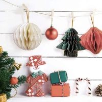 Mini Christmas Tree Honeycomb Ball Photo Props Paper Hanging Christmas Tree Pendant Lantern/Spherical Christmas Theme Party