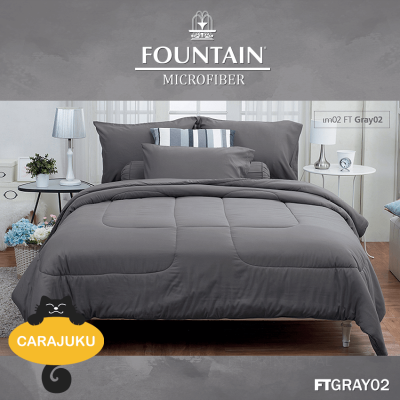 FOUNTAIN ชุดผ้าปูที่นอน+ผ้านวม 3.5 ฟุต สีเทา GRAY FTGRAY02 (ชุด 4 ชิ้น) #ฟาวเท่น ชุดเครื่องนอน ผ้าปู ผ้าปูที่นอน ผ้าปูเตียง