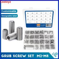 {SAVAGE Hardware Tools} Hex Hexagon Socket Grub Screw แบนจุดชุดสกรูชุดสารพันสแตนเลส M2 M3 M4 M5 M6 M8 Headless ชุดสกรู666Pcs