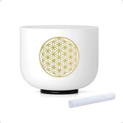 528HZ C Note Bowl 8 Inch Flower of Life Crystal Singing Bowl Meditation Sound Bath Sound Healing Chakra Singing Bowl Quartz Sand Crystal Singing Bowl