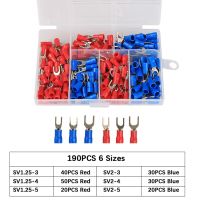 10/190pcs SV Type Wire Spring Terminal SV1.25 SV2 Fork U Y Insulate Ferrules Block Spade Cold Press Cable End Crimp Connector Electrical Circuitry Par