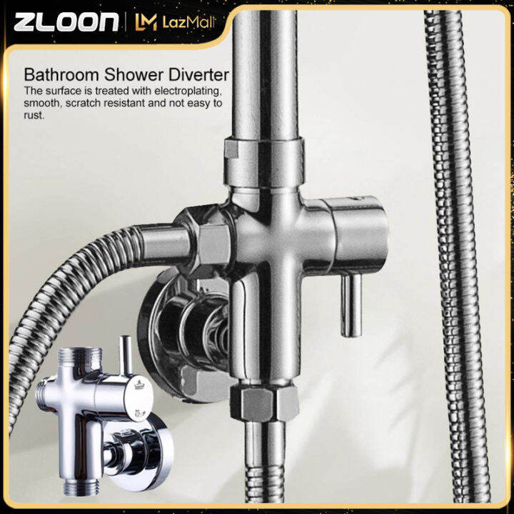 Chrome Plating 3-Way Shower Head Diverter Shower Arm Mounted Bracket