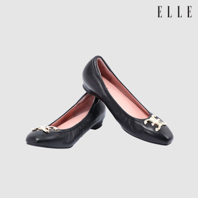 ELLE SHOES รองเท้าหนังแกะ ทรงบัลเล่ต์ LAMB SKIN COMFY COLLECTION รุ่น Ballerina สีดำ ELB001