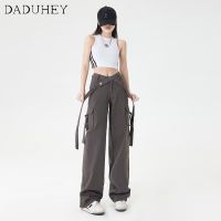 [ส่งของ]DaDuHey American Style 2023 New Hiphop Overalls Womens Small Wide-Leg Jeans High Waist Casual Pants Cargo Pants