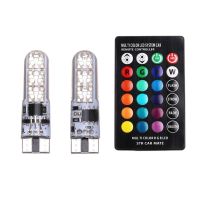 2ชิ้น/เซ็ต T10หลอดไฟ LED ไฟรถแอลอีดี RGB พร้อมรีโมทคอนโทรล (พร้อมแบตเตอรี่) หลอดไฟแฟลชไฟอ่านหนังสือ12V หลอดไฟ LDP3732