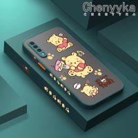 Chenyyka เคส A30s A50s A50ลายการ์ตูนมีน้ำค้างแข็งโปร่งใสวินนี่ช้อนส้อมมีดหมีพูห์แบบแข็งลายขอบสี่เหลี่ยมด้านข้างเป็นรูปแบบเคสนิ่มป้องกันกล้องปลอกซิลิโคนกันกระแทก