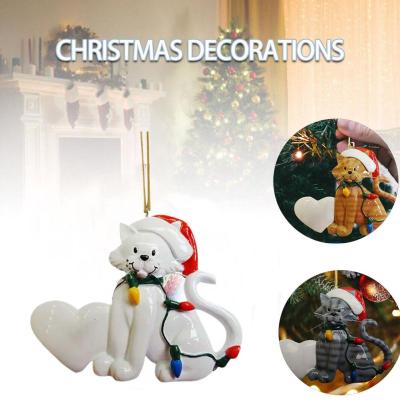 Christmas Cat Animal Decorations Decorations Hang Creative Christmas Pendants With Cute Cartoon Trees Q7Y1