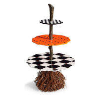 Three-tier Snack Rack Creative Resin Broom Ornament Novelty Halloween Party Supplies For Home Living Room Bar Pak5