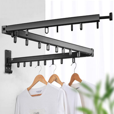 Retractable Cloth Drying Rack Folding Clothes Hanger Wall Mount Indoor &amp; Outdoor Space Saving Aluminum Home Laundry Clothesline