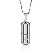 Classic Mens Capsule Pendant Necklace 316L Stainless Steel Silver Chain Male Health Fitness Jewelry