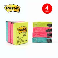 Post-it กระดาษโน้ต กาวหัว 1.5"x 2" สีสะท้อนแสง โพสต์-อิท 100 แผ่น (4 เล่ม)