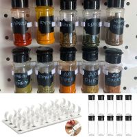 4PCS Spice Bottle Rack Kitchen Cabinet Storage Wall Mount Plastic Adhesive Clip Cabinet Organizer Spice Jars Clips 10 Bottles