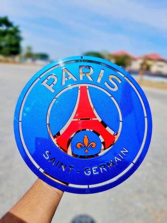 ปารีแซ้ง-แฌร์แม็ง-paris-saint-germain-เหล็กตัดเลเซอร์-30x30-cmหนา-2-5mm-หนัก1-2-kgสีเหมือนจริงใช้สีพ่นรถยนต์-ภายนอก2k-สูตร-2-1ทนทุกสภาวะอากาศ-ติดตั้งง่าย