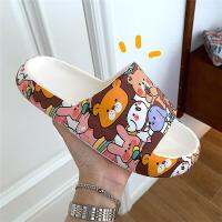 Summer Beach Slides Women Casual Slippers Sandals Flip Flops Cartoon Bear Lion Thick Bottom Ladies Home Bathroom Bathe Shoes